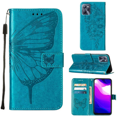 Embossed Butterfly Leather Phone Case, For OPPO K9X 5G, For OPPO Realme C35, For OPPO Realme GT2 Pro