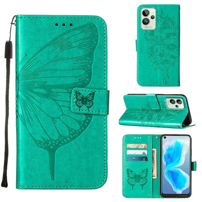 Embossed Butterfly Leather Phone Case, For OPPO K9X 5G, For OPPO Realme C35, For OPPO Realme GT2 Pro