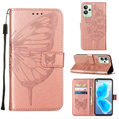 Embossed Butterfly Leather Phone Case, For OPPO K9X 5G, For OPPO Realme C35, For OPPO Realme GT2 Pro