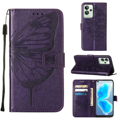 Embossed Butterfly Leather Phone Case, For OPPO K9X 5G, For OPPO Realme C35, For OPPO Realme GT2 Pro