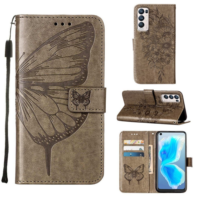 Embossed Butterfly Leather Phone Case, For OPPO Reno5 Pro+ 5G/Find X3 Neo, For OPPO Reno7 5G Global/Find X5 Lite, For OPPO Realme 9 Pro+ 5G