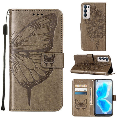 Embossed Butterfly Leather Phone Case, For OPPO Reno5 Pro+ 5G/Find X3 Neo, For OPPO Reno7 5G Global/Find X5 Lite, For OPPO Realme 9 Pro+ 5G