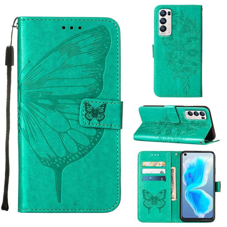 Embossed Butterfly Leather Phone Case, For OPPO Reno5 Pro+ 5G/Find X3 Neo, For OPPO Reno7 5G Global/Find X5 Lite, For OPPO Realme 9 Pro+ 5G