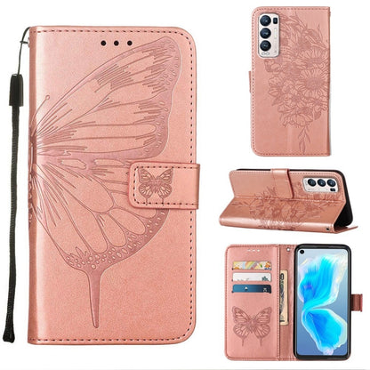 Embossed Butterfly Leather Phone Case, For OPPO Reno5 Pro+ 5G/Find X3 Neo, For OPPO Reno7 5G Global/Find X5 Lite, For OPPO Realme 9 Pro+ 5G