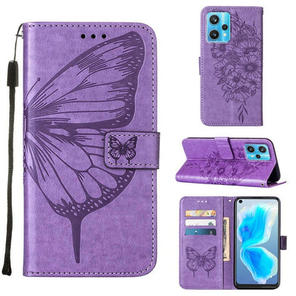 Embossed Butterfly Leather Phone Case, For OPPO Reno5 Pro+ 5G/Find X3 Neo, For OPPO Reno7 5G Global/Find X5 Lite, For OPPO Realme 9 Pro+ 5G