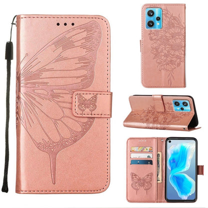 Embossed Butterfly Leather Phone Case, For OPPO Reno5 Pro+ 5G/Find X3 Neo, For OPPO Reno7 5G Global/Find X5 Lite, For OPPO Realme 9 Pro+ 5G