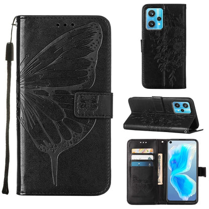 Embossed Butterfly Leather Phone Case, For OPPO Reno5 Pro+ 5G/Find X3 Neo, For OPPO Reno7 5G Global/Find X5 Lite, For OPPO Realme 9 Pro+ 5G