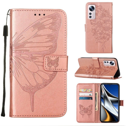 Embossed Butterfly Leather Phone Case, For Xiaomi 12 Pro, For Xiaomi Poco M4 Pro 4G, For Xiaomi Poco X4 Pro 5G