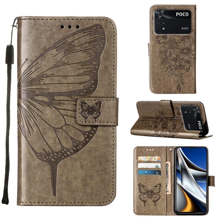 Embossed Butterfly Leather Phone Case, For Xiaomi 12 Pro, For Xiaomi Poco M4 Pro 4G, For Xiaomi Poco X4 Pro 5G