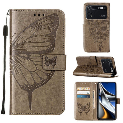 Embossed Butterfly Leather Phone Case, For Xiaomi 12 Pro, For Xiaomi Poco M4 Pro 4G, For Xiaomi Poco X4 Pro 5G