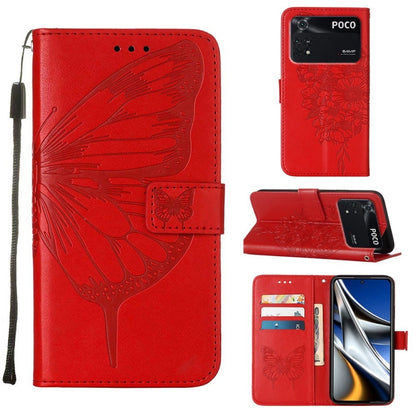 Embossed Butterfly Leather Phone Case, For Xiaomi 12 Pro, For Xiaomi Poco M4 Pro 4G, For Xiaomi Poco X4 Pro 5G