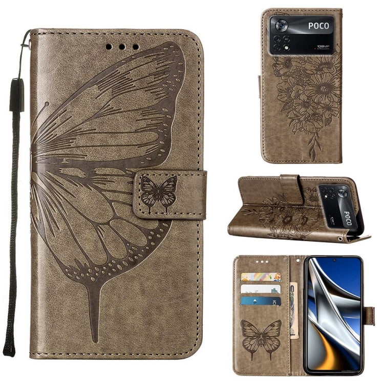 Embossed Butterfly Leather Phone Case, For Xiaomi 12 Pro, For Xiaomi Poco M4 Pro 4G, For Xiaomi Poco X4 Pro 5G