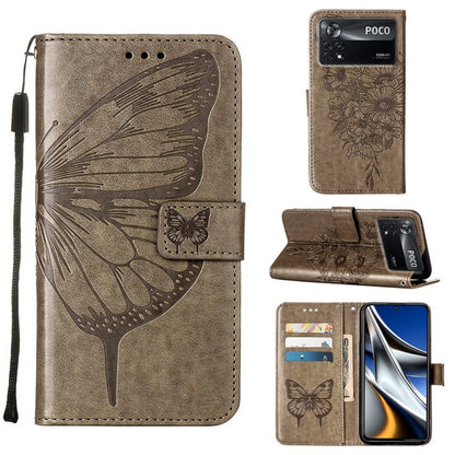 Embossed Butterfly Leather Phone Case, For Xiaomi 12 Pro, For Xiaomi Poco M4 Pro 4G, For Xiaomi Poco X4 Pro 5G