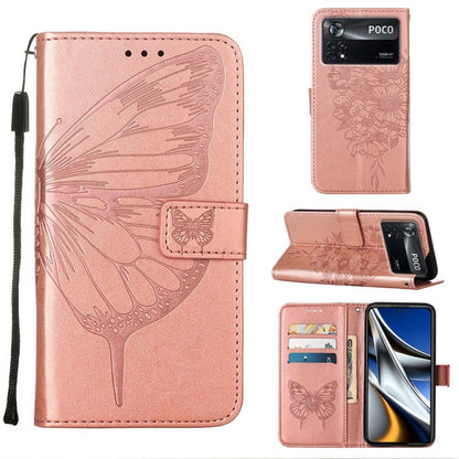 Embossed Butterfly Leather Phone Case, For Xiaomi 12 Pro, For Xiaomi Poco M4 Pro 4G, For Xiaomi Poco X4 Pro 5G