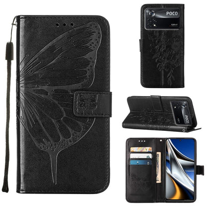 Embossed Butterfly Leather Phone Case, For Xiaomi 12 Pro, For Xiaomi Poco M4 Pro 4G, For Xiaomi Poco X4 Pro 5G