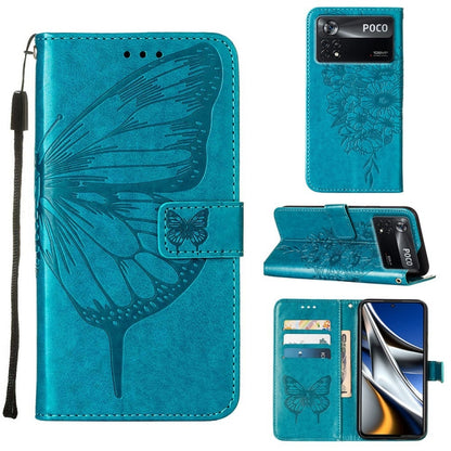 Embossed Butterfly Leather Phone Case, For Xiaomi 12 Pro, For Xiaomi Poco M4 Pro 4G, For Xiaomi Poco X4 Pro 5G