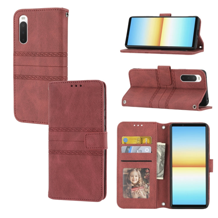 Embossed Striped Magnetic Buckle Horizontal Flip Phone Leather Case, For Samsung Galaxy M23 / F23 5G Japanese Version, For Sony Xperia 10 IV, For Sony Xperia 1 IV, For Xiaomi Redmi 10A