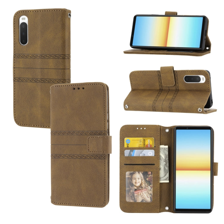 Embossed Striped Magnetic Buckle Horizontal Flip Phone Leather Case, For Samsung Galaxy M23 / F23 5G Japanese Version, For Sony Xperia 10 IV, For Sony Xperia 1 IV, For Xiaomi Redmi 10A