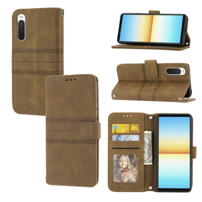 Embossed Striped Magnetic Buckle Horizontal Flip Phone Leather Case, For Samsung Galaxy M23 / F23 5G Japanese Version, For Sony Xperia 10 IV, For Sony Xperia 1 IV, For Xiaomi Redmi 10A