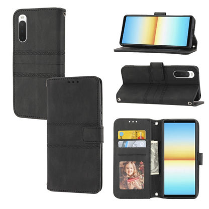 Embossed Striped Magnetic Buckle Horizontal Flip Phone Leather Case, For Samsung Galaxy M23 / F23 5G Japanese Version, For Sony Xperia 10 IV, For Sony Xperia 1 IV, For Xiaomi Redmi 10A
