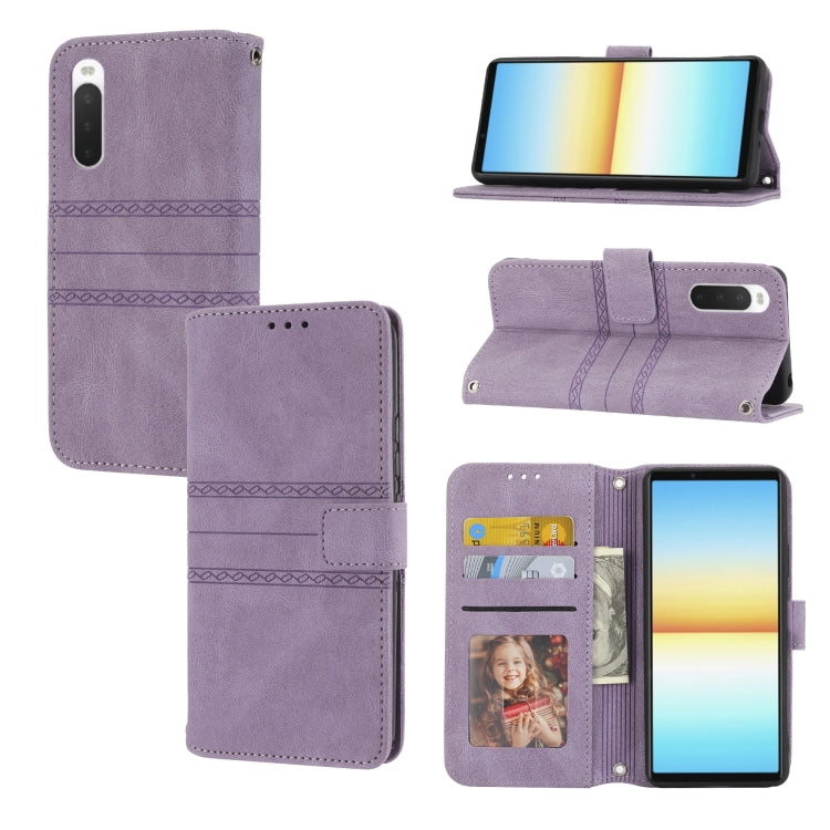 Embossed Striped Magnetic Buckle Horizontal Flip Phone Leather Case, For Samsung Galaxy M23 / F23 5G Japanese Version, For Sony Xperia 10 IV, For Sony Xperia 1 IV, For Xiaomi Redmi 10A