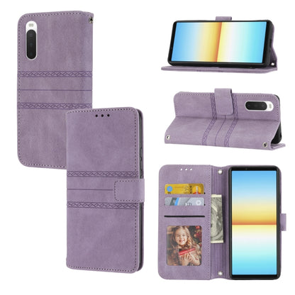 Embossed Striped Magnetic Buckle Horizontal Flip Phone Leather Case, For Samsung Galaxy M23 / F23 5G Japanese Version, For Sony Xperia 10 IV, For Sony Xperia 1 IV, For Xiaomi Redmi 10A