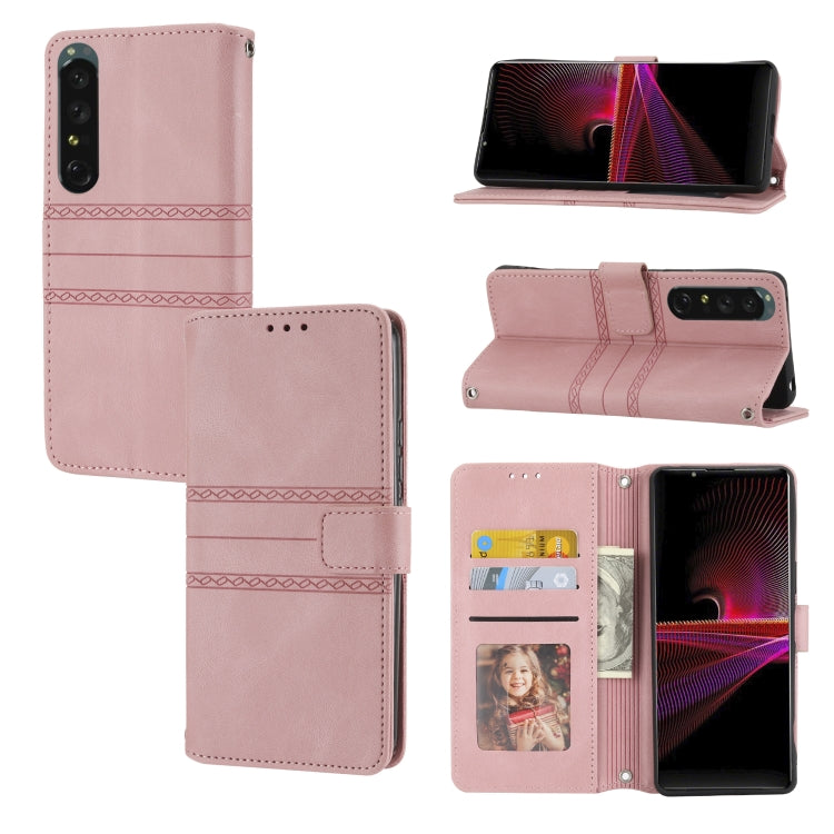 Embossed Striped Magnetic Buckle Horizontal Flip Phone Leather Case, For Samsung Galaxy M23 / F23 5G Japanese Version, For Sony Xperia 10 IV, For Sony Xperia 1 IV, For Xiaomi Redmi 10A