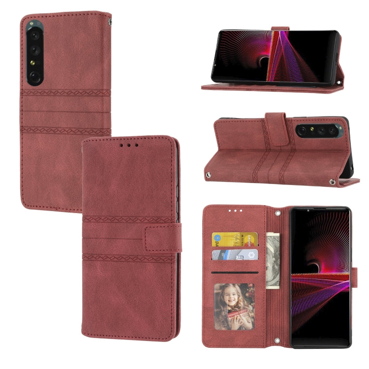 Embossed Striped Magnetic Buckle Horizontal Flip Phone Leather Case, For Samsung Galaxy M23 / F23 5G Japanese Version, For Sony Xperia 10 IV, For Sony Xperia 1 IV, For Xiaomi Redmi 10A