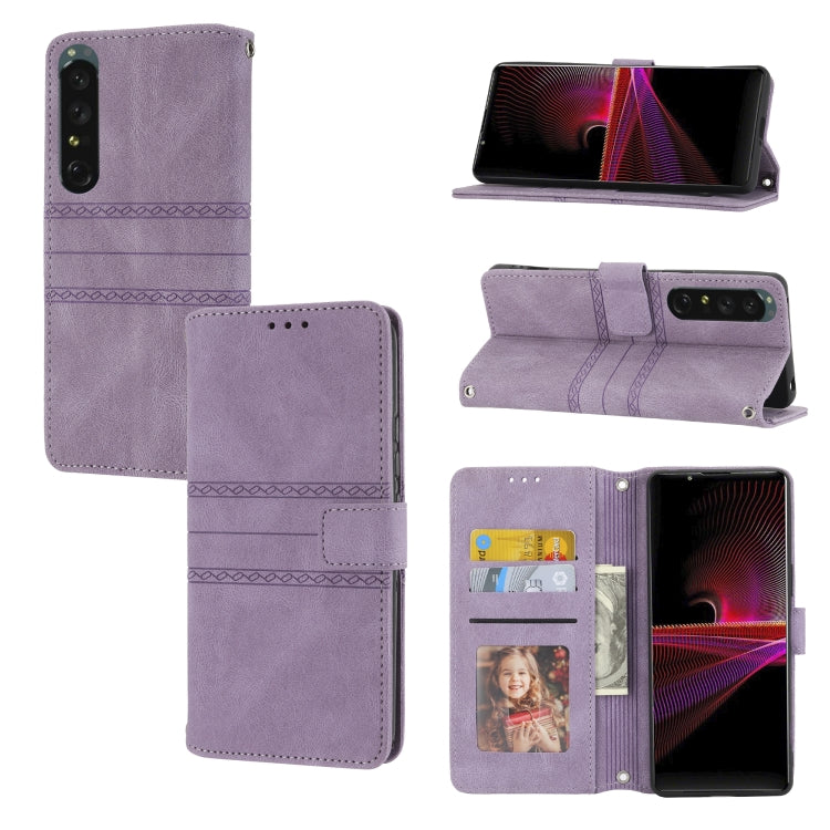 Embossed Striped Magnetic Buckle Horizontal Flip Phone Leather Case, For Samsung Galaxy M23 / F23 5G Japanese Version, For Sony Xperia 10 IV, For Sony Xperia 1 IV, For Xiaomi Redmi 10A