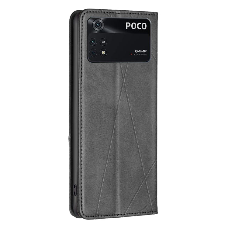 Rhombus Texture Magnetic Leather Phone Case, For Xiaomi Poco M4 Pro, For Xiaomi Poco M4 Pro 5G