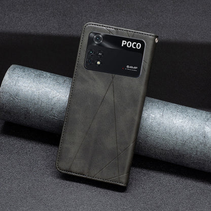 Rhombus Texture Magnetic Leather Phone Case, For Xiaomi Poco M4 Pro, For Xiaomi Poco M4 Pro 5G