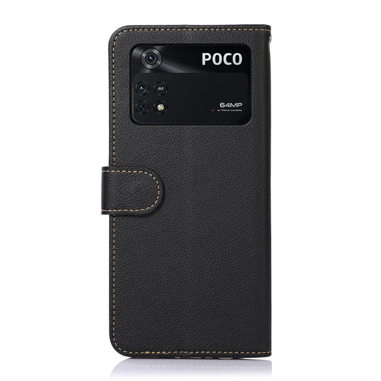 KHAZNEH Litchi Texture Leather RFID Phone Case, For Xiaomi Poco M4 Pro 4G, For Xiaomi Poco M4 Pro 5G