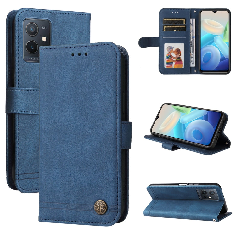 Skin Feel Life Tree Metal Button Leather Phone Case, For vivo Y55 / Y75 / T1 5G