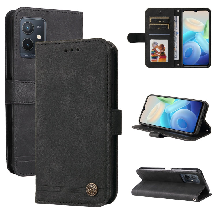 Skin Feel Life Tree Metal Button Leather Phone Case, For vivo Y55 / Y75 / T1 5G