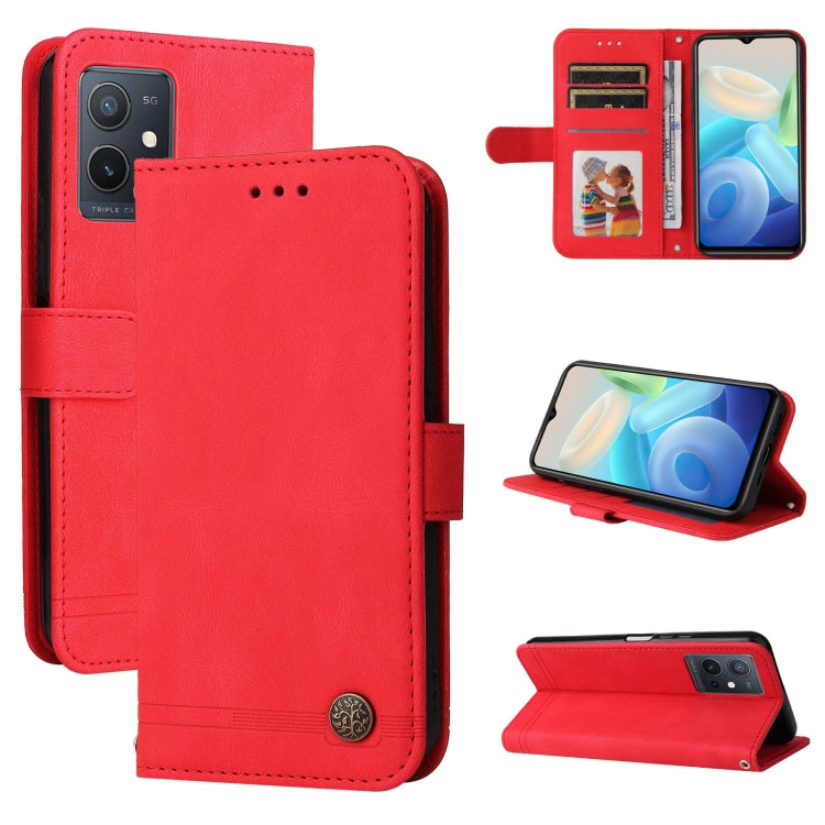 Skin Feel Life Tree Metal Button Leather Phone Case, For vivo Y55 / Y75 / T1 5G