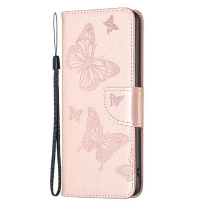 Two Butterflies Embossing Leather Phone Case, For Xiaomi Poco M4 Pro, For Xiaomi Poco M4 Pro 5G