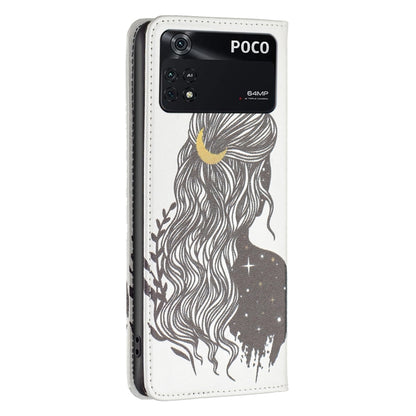 Invisible Magnetic Painted Leather Phone Case, For Xiaomi Poco M4 Pro, For Xiaomi Poco M4 Pro 5G
