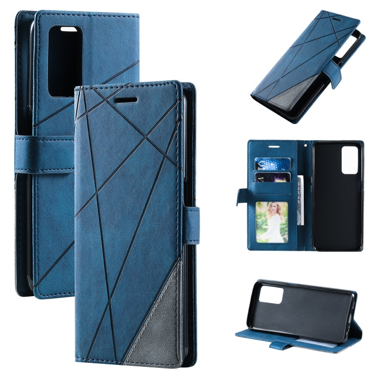 Skin Feel Splicing Leather Phone Case, For OPPO A55s 5G