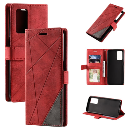 Skin Feel Splicing Leather Phone Case, For OPPO A55s 5G