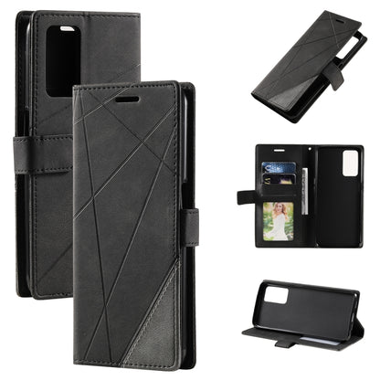 Skin Feel Splicing Leather Phone Case, For OPPO A55s 5G