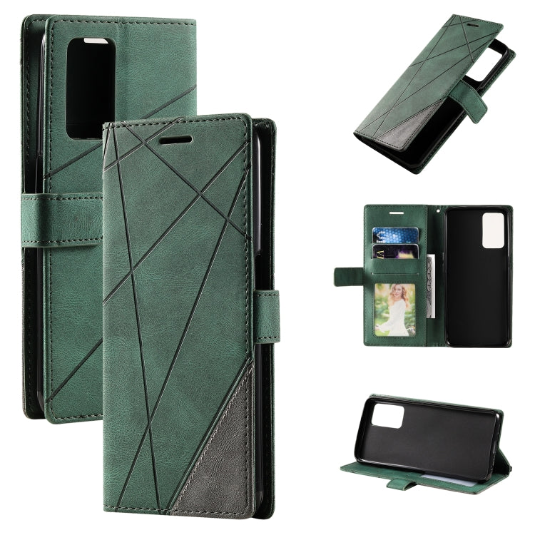 Skin Feel Splicing Leather Phone Case, For OPPO A55s 5G
