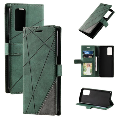 Skin Feel Splicing Leather Phone Case, For OPPO A55s 5G