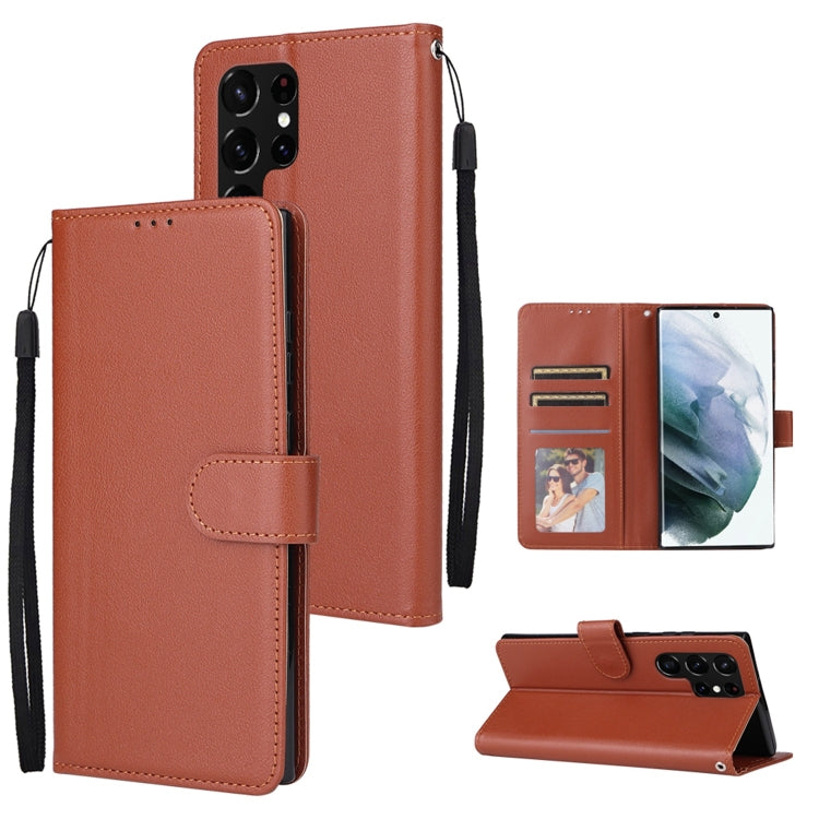 3 Card Slots Multifunctional Leather Phone Case, For OPPO A16, For Samsung Galaxy S22 5G, For Samsung Galaxy S22 Ultra 5G