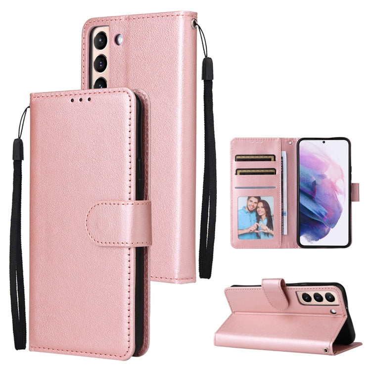 3 Card Slots Multifunctional Leather Phone Case, For Samsung Galaxy S22+ 5G