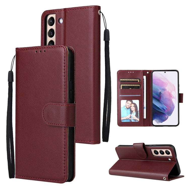 3 Card Slots Multifunctional Leather Phone Case, For Samsung Galaxy S22+ 5G
