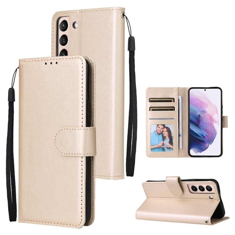 3 Card Slots Multifunctional Leather Phone Case, For Samsung Galaxy S22+ 5G