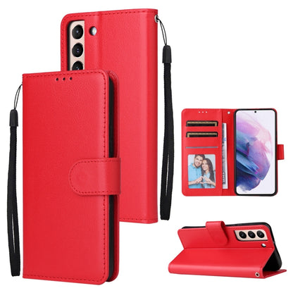 3 Card Slots Multifunctional Leather Phone Case, For Samsung Galaxy S22+ 5G