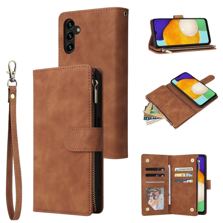 Multifunctional Frosted Zipper Wallet Leather Phone Case, For Samsung Galaxy S22+ 5G, For Samsung Galaxy A03s 166.5mm, For Samsung Galaxy A13 5G, For Samsung Galaxy A33 5G