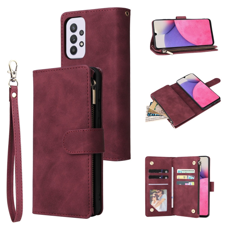 Multifunctional Frosted Zipper Wallet Leather Phone Case, For Samsung Galaxy S22+ 5G, For Samsung Galaxy A03s 166.5mm, For Samsung Galaxy A13 5G, For Samsung Galaxy A33 5G
