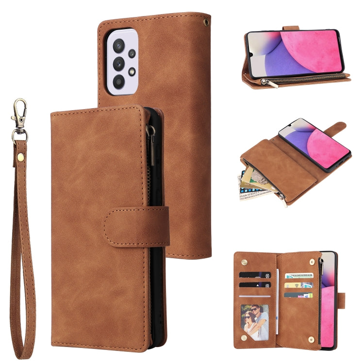 Multifunctional Frosted Zipper Wallet Leather Phone Case, For Samsung Galaxy S22+ 5G, For Samsung Galaxy A03s 166.5mm, For Samsung Galaxy A13 5G, For Samsung Galaxy A33 5G